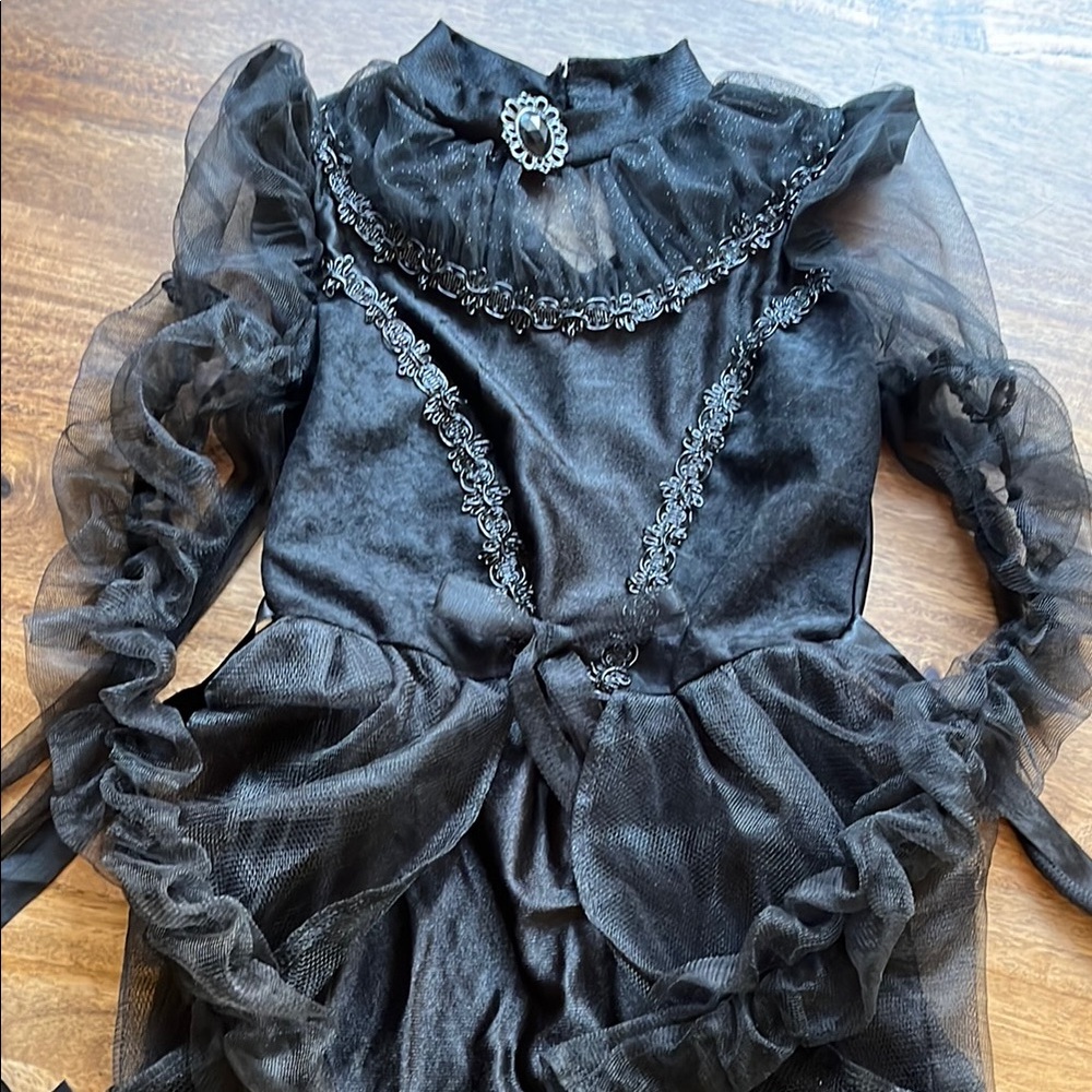 Elegant Black Sheer Ruffle Dress